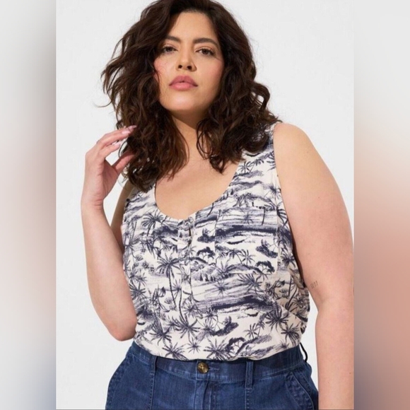 torrid Tops - Torrid Challis Henley Sleeveless Tank